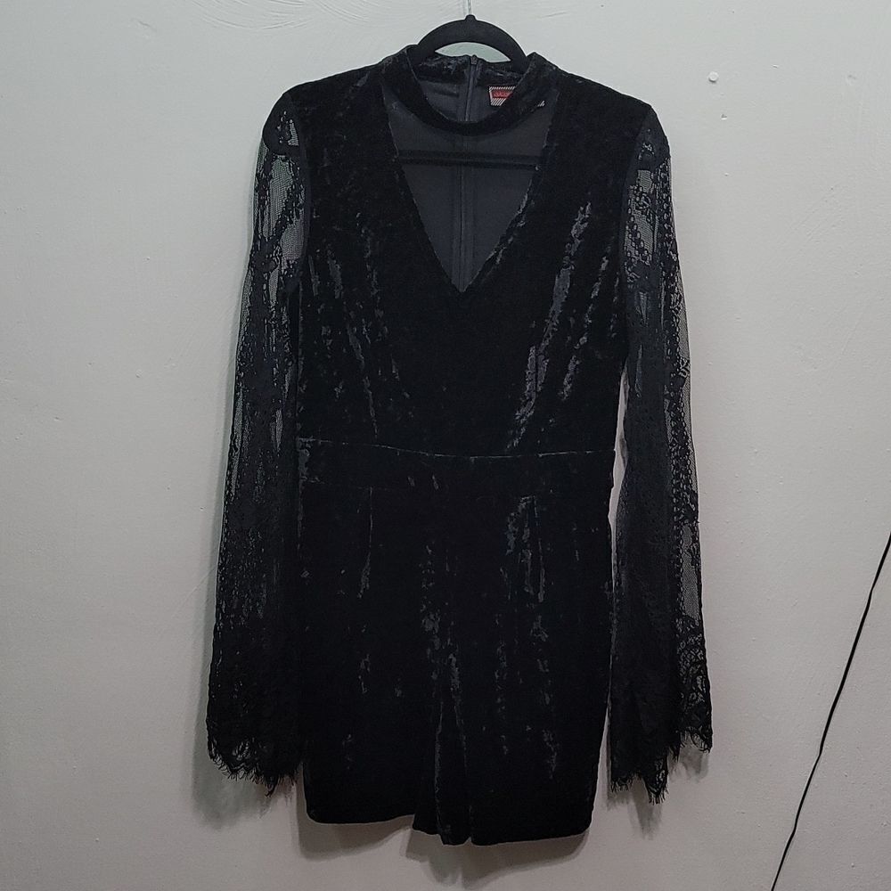 Jawbreaker Black Velvet Playsuit Size Large - Picture 2 of 6